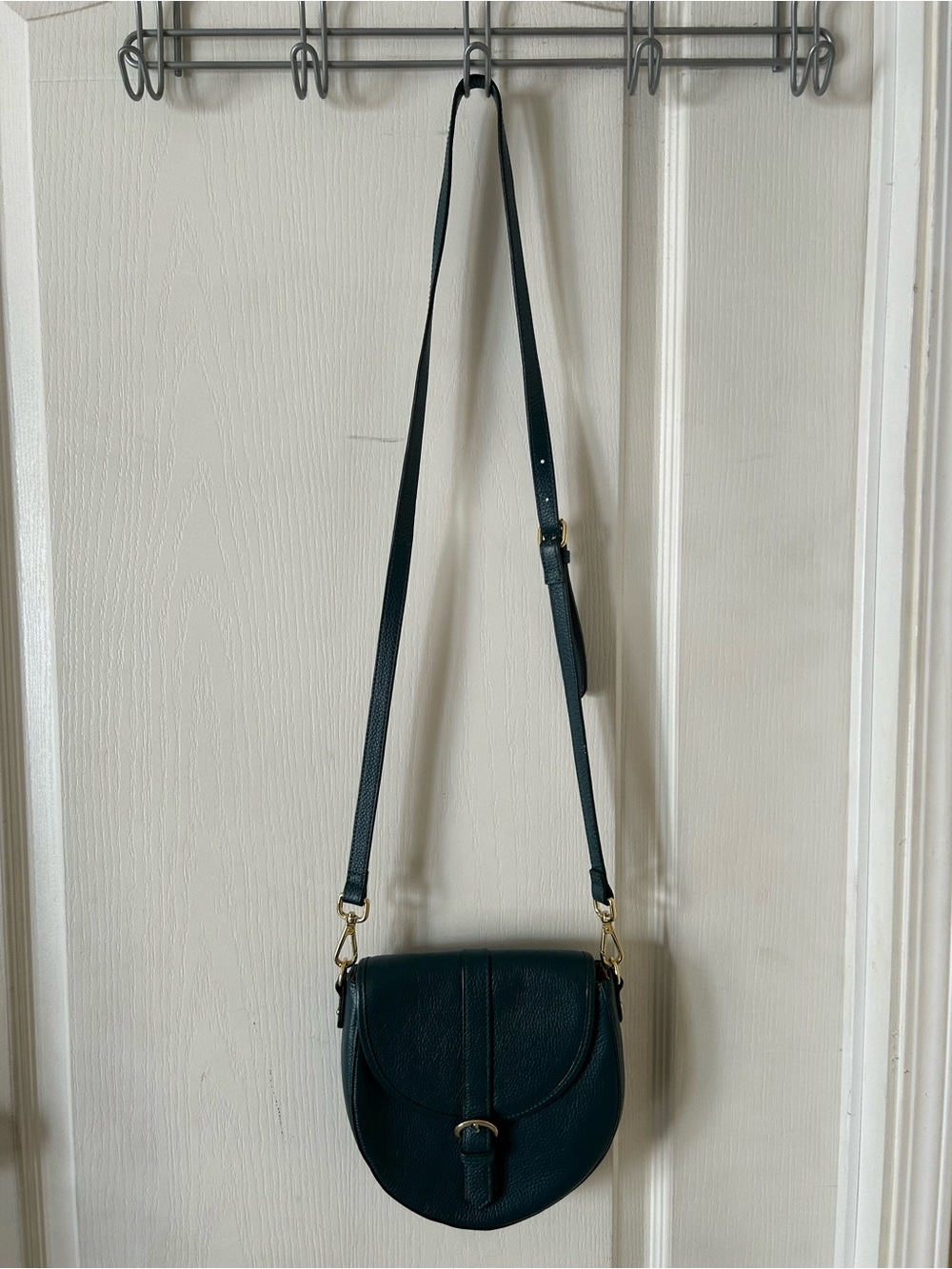 Ora Delphine Billie Guitar Strap Saddle Dark Green Pebbled Leather Crossbody Bag
